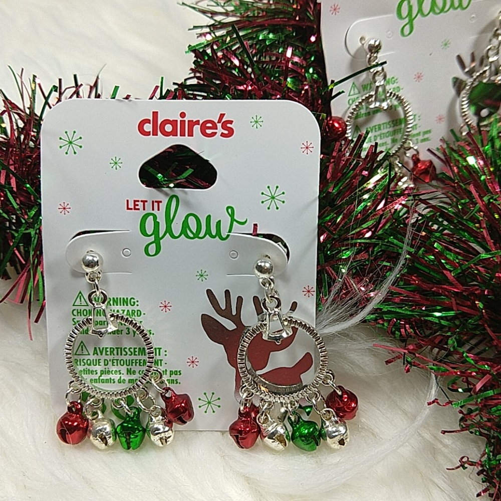 Claire's Christmas Hoop Jingle Bell Earrings